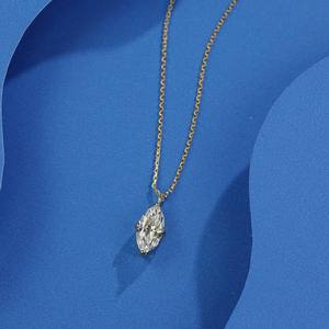 Marquise Cut Moissanite Solitaire Pendentif Collier En Argent Sterling 925 Plaqué Or 14K Dainty Superposition Bijoux Cadeau Pour Elle - Product Image 6