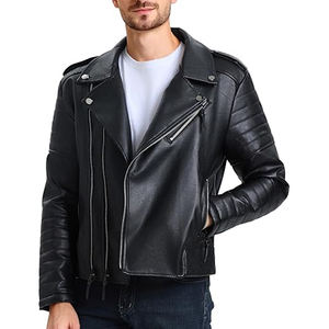 Custom <b>Slim</b> <b>Fit</b> Biker Leather <b>Jacket</b> for <b>Men</b> High Street Style OEM Factory Outerwear Stand Collar Front Logo for Bulk Orders - Product Image 4