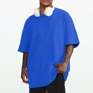 Logo personnalisé Hommes Tshirt Coton Épais 260gsm Côtes Ras Du Cou Épaule Dénudée Surdimensionné Streetwear T-shirt pour hommes - Product Image 2