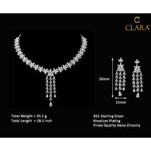Juego de Collar de Plata de Ley 925 de Primera Calidad para Mujer, Estilo Bonito con Perlas y Diamantes como Piedras Principales, para Regalo, Fiesta, Compromiso, Aniversario - Product Image 6