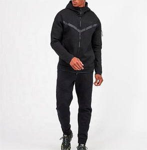 Ensemble de survêtement pour homme, polo à capuche blanc, manches longues, jogging, vêtements de sport - Product Image 1