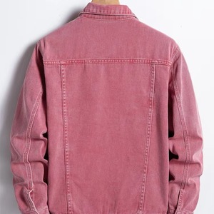 แจ็กเก็ตยีนส์ผ้าโพลีเอสเตอร์/ ผ้าฝ้ายลำลองสำหรับผู้ชายสีทึบบางสไตล์เป็นมิตรต่อสิ่งแวดล้อมผ้าหินบริการ OEM - Product Image 5