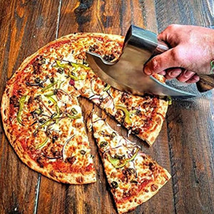 Venta caliente de alta resistencia de acero inoxidable Mini Pizza Axe Herramienta de corte de pizza de tamaño pequeño con agarre cómodo - Product Image 3