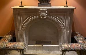 Chimenea independiente de mármol italiano moderno, chimenea de granito de piedra Natural, chimenea de fuego envolvente para hoteles al aire libre, villas - Product Image 3