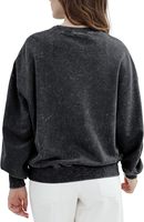 Sweat à capuche tricoté oversize imprimé vintage délavé pour l'hiver, design streetwear moderne, doublure 100% coton, logo avant délavé à l'acide, pour femme