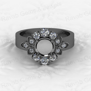 Bague semi-montée en argent sterling 925 massif de haute qualité, sertie de pierres en forme d'étoile, pour pierres précieuses, résine, cendres, bijoux personnalisés - Product Image 3