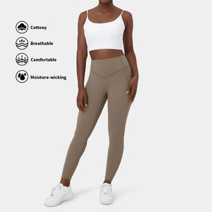 Logotipo personalizado Cintura elástica Mujeres Gimnasio Pantalones para correr Forma de V Levantamiento de glúteos Fitness Yoga Leggings con bolsillos - Product Image 6