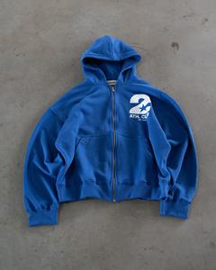 Conjunto de sudadera y pantalones de chándal con cremallera desgastados de algodón con gráfico de ropa de calle personalizada de fabricantes - Product Image 2