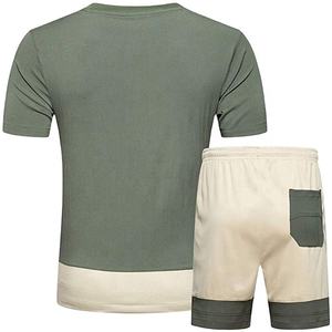 Costume de jogging d'été 100% coton pour hommes personnalisé ensemble de short réversible en deux pièces respirant décontracté léger de grande taille écologique - Product Image 3