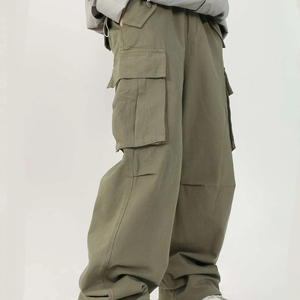 Pantalones Cargo personalizados para hombre, pantalones holgados de sarga de algodón con múltiples bolsillos, ropa de calle de pierna recta, pantalones utilitarios informales, ropa de trabajo al por mayor - Product Image 4