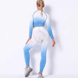 Ensemble de yoga deux pièces pour femme avec logo personnalisé, taille haute élastique, respirant, 100 % coton, comprenant un soutien-gorge et un legging - Product Image 4