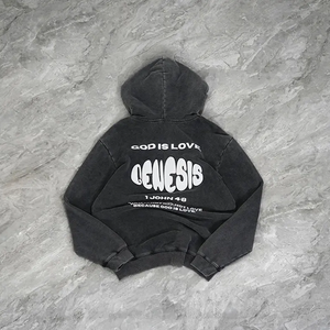 เสื้อฮู้ดผู้ชายแนวสตรีทเสื้อมีฮู้ดพิมพ์ลายพัฟเฮฟวี่เวทสำหรับฤดูหนาว - Product Image 2