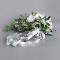 Bouquet de fleurs artificielles haut de gamme en soie blanche effet cascade pour décoration de mariée - Vente en gros