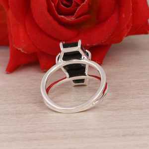 Anillo de Plata de Ley con Obsidiana Copo de Nieve, Estilo Gótico, de Lujo, para Boda, Joyería Hecha a Mano con Cristal, Regalo para Ella - Product Image 3