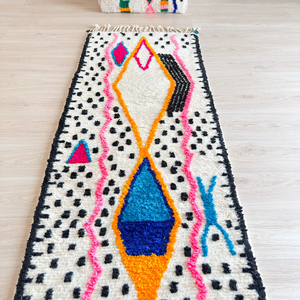 Alfombra de lana Azilal hecha a mano blanca clásica con motivos coloridos alfombra marroquí tejida a mano alfombras hechas a mano alfombra al aire libre decoración del hogar OEM - Product Image 1
