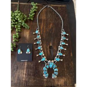Ensemble de colliers Prince Égyptien Navajo faits à la main, turquoise et argent sterling, motif Squash Blossom, chaîne religieuse en corde, cadeau - Product Image 2