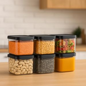 14 pièces de contenants de stockage alimentaire en plastique carrés écologiques, compatibles lave-vaisselle, avec couvercles à clip hermétiques, design moderne et luxueux - Product Image 5