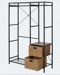 Estante de ropa de metal con cajones de almacenamiento de ratán para aplicación en interiores BeNK - Product Image 2