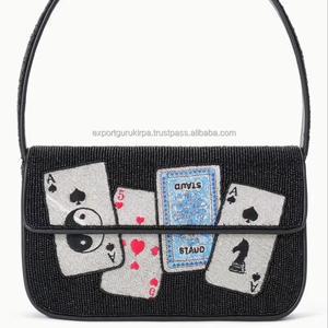 Indian Bohemian Style Women's Durable Handmade Large Capacity <b>Messenger</b> <b>Bag</b> Beaded Clutch for Daily Evening Shopping Boho Style - Product Image 1