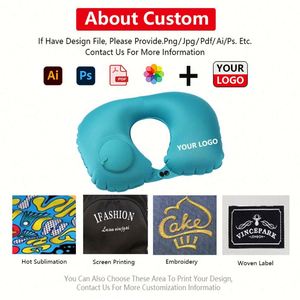 Portable <b>U</b>-<b>Shaped</b> Inflatable Travel <b>Pillow</b> Soft Comfortable Air-Filled for Train Airplane Outdoor with Custom Logo - Product Image 3