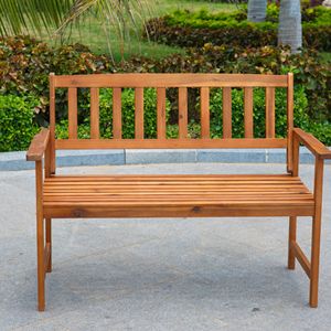 Banc d'extérieur de style ferme optimal pour les hôtels, couleur personnalisable, logo, bois massif de haute qualité, confortable pour les clients - Product Image 1