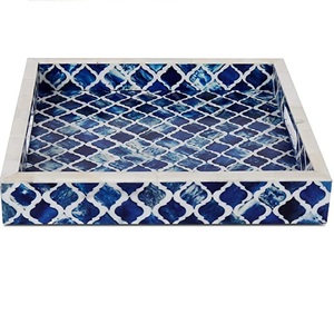 Bandeja de concha de laca grande, mesa de incrustación de hueso, Plato decorativo para fiestas de interior, bandeja de servicio de alimentos para el hogar y restaurante, novedad - Product Image 3