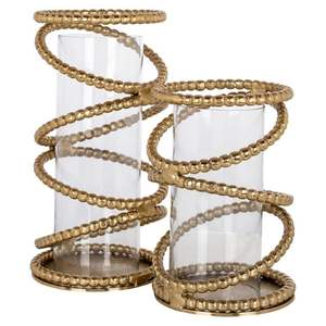 Bougeoirs à anneaux en métal et bois martelés modernes Bougeoirs de table décoratifs - Product Image 6