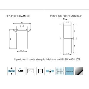 Porta doccia in radica S109T 6mm cromata incernierata in vetro trasparente 70cm tipo di dimensione regolabile - Product Image 3