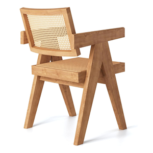 Elegante silla moderna de madera con respaldo de ratán para una decoración elegante del hogar o la oficina - Product Image 4