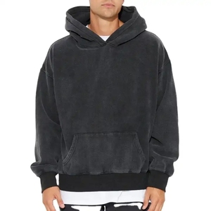 Sweat à capuche lavé à l'acide 100% coton de haute qualité série High Street lavage vieux pull pierre lavé Hoodei - Product Image 1