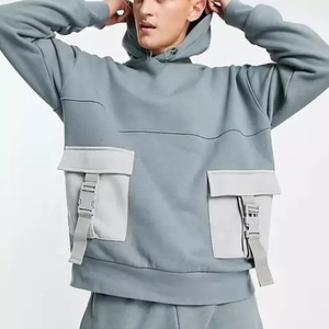 Conjunto de Joggers OEM para hombre, ropa de calle de talla grande con bolsillos de carga, chándal gris y azul - Product Image 5