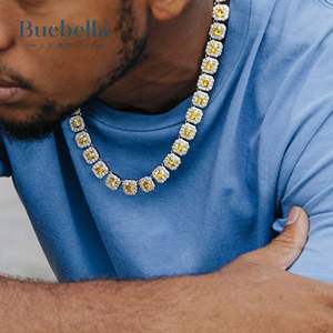 Venta caliente 925 Plata y 18K Chapado en oro 12mm Iced Out Micro Collar de eslabones cubanos pavimentados para hombres - Product Image 1