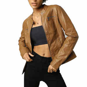 Branded Design Winter Wear 2025 <b>Long</b> Sleeved Women <b>Leather</b> <b>Jacket</b> Button Up Trendy Look Women <b>Leather</b> <b>Jacket</b> - Product Image 1