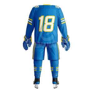 ชุดเสื้อและกางเกงฮอกกี้น้ำแข็ง ออกแบบเองได้ พิมพ์ลาย ระบายอากาศ ต้านเชื้อแบคทีเรีย แห้งเร็ว โพลีเอสเตอร์ 100% ชุดยูนิฟอร์ม พร้อมชื่อทีม - Product Image 3