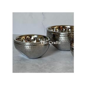 ชามอาหารสแตนเลสสีเงินหลากหลายขนาด ชามเสิร์ฟช็อกโกแลตทรงกลม ชามเสิร์ฟอินทผลัม - Product Image 1