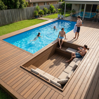 Terrasse modulaire en WPC pour extérieur avec structure de support en acier galvanisé 1m x 1m pour les zones lounge extérieures et les zones autour d'une piscine