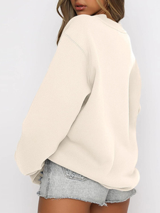 เสื้อสเวตเตอร์คอกลมผ้าฝ้ายโอเวอร์ไซส์สำหรับผู้หญิงปรับแต่งได้รุ่นฤดูใบไม้ร่วงและฤดูหนาวพร้อมการตกแต่งปัก - Product Image 5