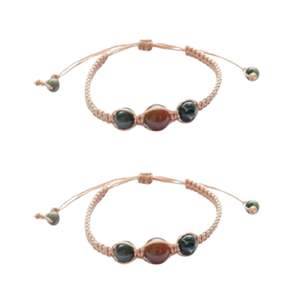 Handcrafted Winter Stone Bracelet for Women with Brown <b>Green</b> Beige Beads Soft <b>Cord</b> Jewelry Elegant and Natural Vibe Fashion - Product Image 2