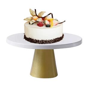 แท่นวางเค้กทำจากโลหะสีขาวพร้อมฐานสีทองสำหรับร้านอาหารโรงแรม - Product Image 1