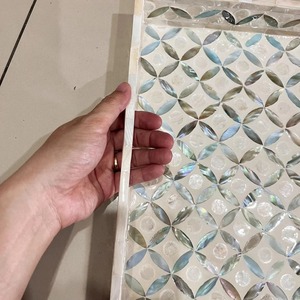 Bandeja de Servicio de Nácar Más Vendida, Rectangular, con Patrón Geométrico, Tono Natural, Bandeja Decorativa para Hostelería, Sostenible - Product Image 2