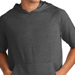 เสื้อฮู้ดลำลองผ้าฝ้ายขนแกะโพลีเอสเตอร์สำหรับผู้ชายมีโลโก้แบบกำหนดเองพิมพ์ดิจิตอลน้ำหนักหนาแขนสั้นสำหรับฤดูหนาว - Product Image 2