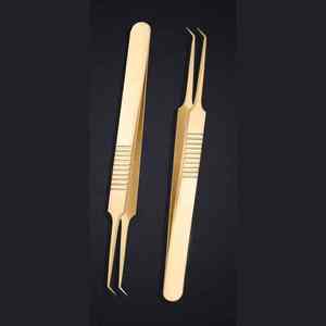 Pince à épiler professionnelle en acier inoxydable à volume de 45 degrés pour les artistes de cils par HEXA CARE - Product Image 1