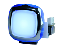 Bouton poussoir d'arcade carré 48 mm avec lampe LED, moteur à vibration, couleurs de lentilles personnalisables (R/Y/B/G/P/W), placage chrome/or/noir