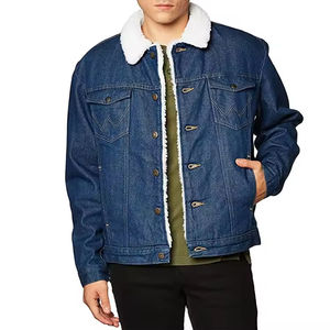 Chaqueta vaquera de mezclilla para hombre, ropa de fiesta de moda callejera con cuello levantado y decoración con patrón de forro de piel - Product Image 3