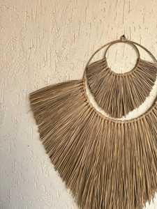 Ensemble bohème naturel de 2 décorations murales en jonc de mer-art mural suspendu en herbe de mer - Product Image 5