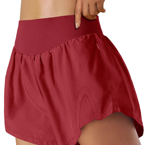 Servicio OEM, Pantalones Cortos Deportivos de Doble Capa para Mujer, de Cintura Alta, Secado Rápido, Elásticos, para Entrenamiento, Voleibol, Tenis - Product Image 2