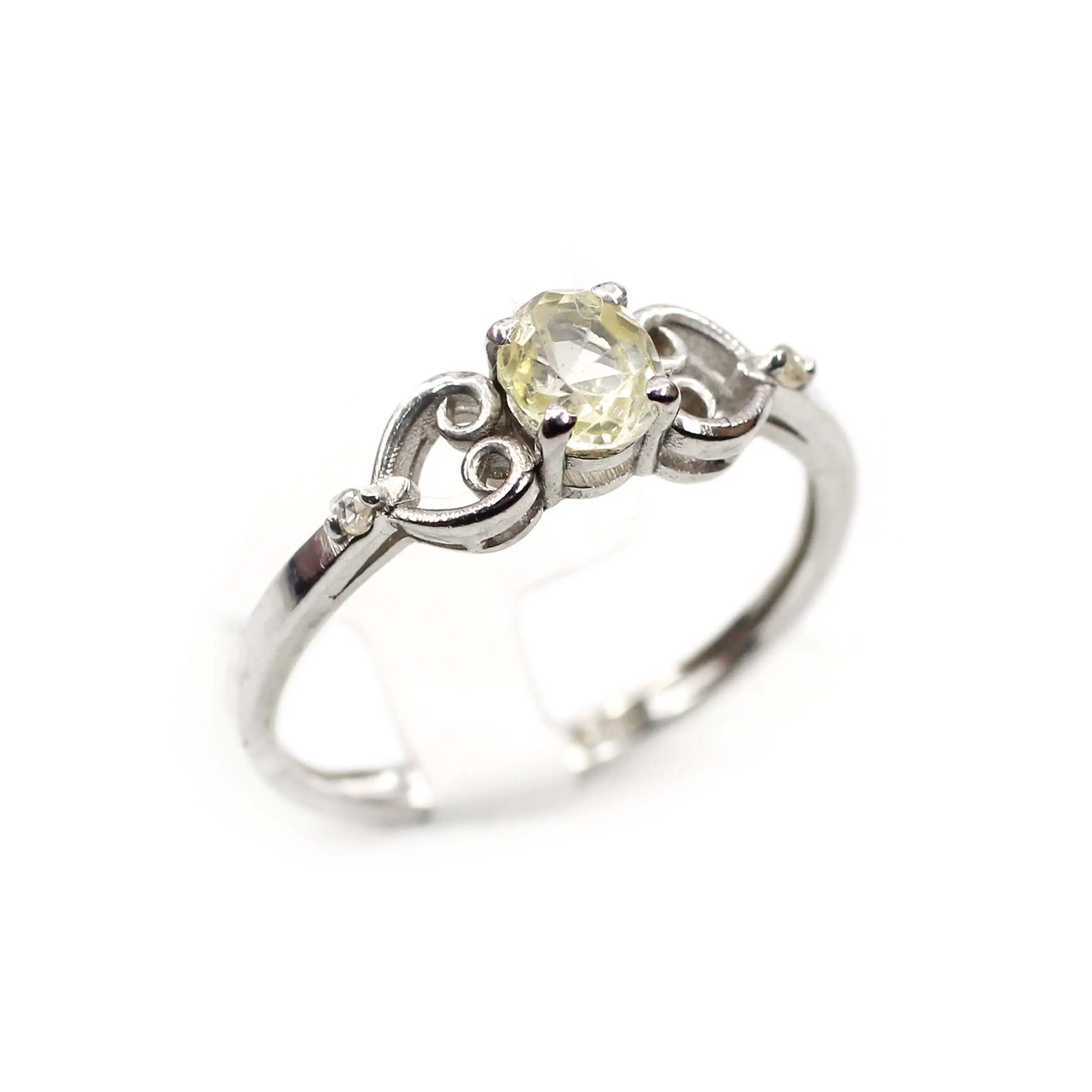 Anillo de zafiro amarillo natural de Plata de Ley 925, anillo apilable de piedras preciosas