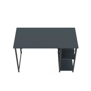 Bureau de jeu noir avec étagères de rangement, structure métallique, table de travail pour la maison ou le bureau - Product Image 2