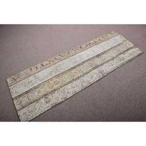 พรมขนาด 2.2x6.46 ฟุต, พรมตุรกีโบราณ, พรมขนสัตว์สีเบจ - Product Image 2