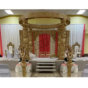 Mandap de mariage incroyable sculpté en forme de visage d'éléphant, cérémonie sud-indienne, mandap d'éléphant doré, mandaps de mariage précieux, Brisbane - Product Image 1